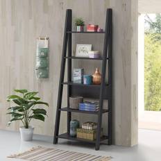 Black Book Shelves Riva Retro 5 Tier Ladder Book Shelf