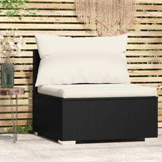 Noir Canapés Modulaires vidaXL Patio Middle Sofa With Cushions Black Poly Rattan Canapé Modulaire