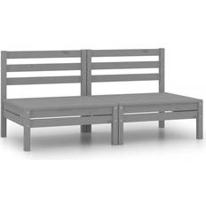 vidaXL Patio Middle Sofas 2 pcs Gray Solid Pinewood Sofá Modular