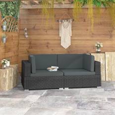 VidaXL Divani e Panche da Esterno vidaXL Poltrone Modulari Ad Angolo Con Cuscini 2 pz Polyrattan Nero Divano Modulare