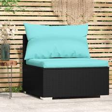 Noir Canapés Modulaires vidaXL Patio Middle Sofa With Cushions Black Poly Rattan Canapé Modulaire