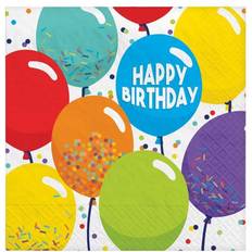 Birthdays Paper Napkins Amscan Balloon Birthday Celebration Lunch Napkins, Multicolor, 125/Pack (712494) Quill