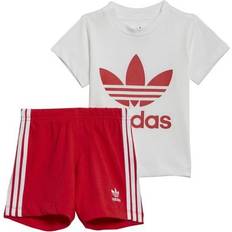 Adidas 18-24M Other Sets Adidas Trefoil Shorts & Tee Set - White/Red (HE4659)