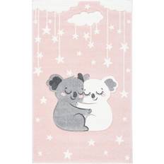 Pink and white rug Safavieh Carousel Kids Hugging Koalas Area Rug Pink/White 2