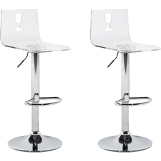 Argento Sgabelli da bar Beliani Set Di 2 Sgabelli Alti Acrilico Bianco Trasparente Sgabello da bar 2pcs