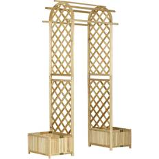 OutSunny Trellises OutSunny 7.5FT Garden Arch Trellis with Foldeable Planter