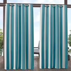 Exclusive Home Canopy Stripe Teal/White Stripe Light Filtering Grommet x