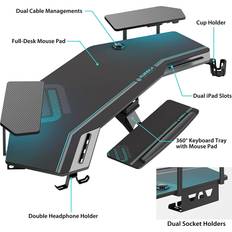 EUREKA ERGONOMIC Large Wing Shaped Gaming Desk - Black, 1829x610x762mm