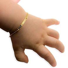 Children Bracelets Petite Boutique Personalized Baby Name Bar Id Bracelet - Gold