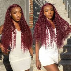 Hair Products Pizazz 13x4 HD Transparent Lace Front Wig 26 inch 99J Burgundy