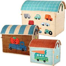 Rice raffia large Barnrum Rice Cars Toy Baskets Large Set of 3