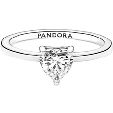 Pandora Sparkling Heart Solitaire Ring - Silver/Transparent