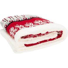 Safavieh Prancer Gingham Reindeer Blankets Red (152.4x127cm)
