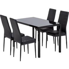 Glass table and chairs Bonnlo Modern Black Dining Set 27.6x47.2" 5