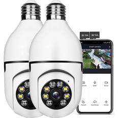 Security light bulb Upultra E27 Light Bulb Security Camera with 64GB SD Cards 2-pack