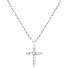 Pavoi Cross Necklace - White Gold/Transparent