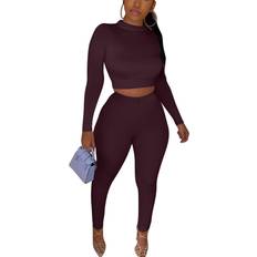 Kaximil Women's Workout Tracksuit Long Sleeve Crop Top