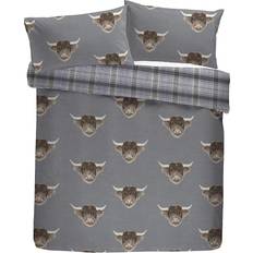 Yellow Bed Linen Fusion Highland Cow Duvet Cover Yellow, Grey (200x200cm)