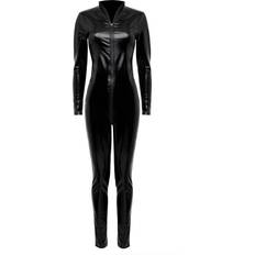 LoveHoney Fierce Wet Look Zip-Around Catsuit