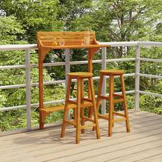 Bois Ensembles de Bar d'Extérieur vidaXL de Balcon 3 pcs Mobilier de Patio Table et Tabourets de Bistrot Meubles de Terrasse Extérieur Jardin Bois d'Acacia Massif Ensemble de Bar d'Extérieur