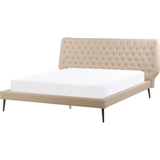 Beliani Letti e Materassi Beliani Letto Rivestimento In Ecopelle Beige Con Struttura A Doghe 160 x 200 cm