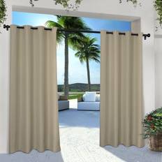 Exclusive Home Set of 2 120"x54" Solid Cabana Grommet Top 137.16x