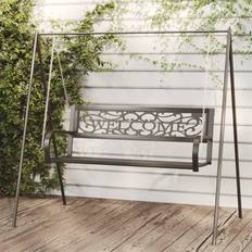 Barato Columpios de Porche con Toldo vidaXL Patio Swing Bench 49.2" Steel and Plastic Black