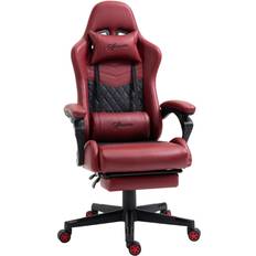 Lumbar support pillow Vinsetto Adjustable High Back Gaming Chair Office Recliner w/ Footrest, Pillow Red