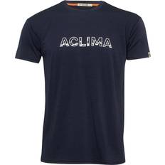 Blå Undertrøyer Aclima LightWool Tee Logo Navy Blazer