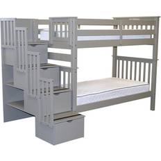 White Bunk Beds Bedz King Tall Stairway Bunk Bed