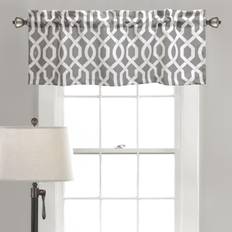 Grey - Polyester Valances Lush Decor Edward Blue/Black/Grey Trellis Room Darkening