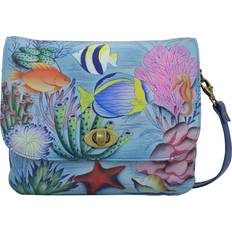 Anna by Anuschka Women's Leather Triple Compartment Flap Crossbody Bag - Treasures of The Reef