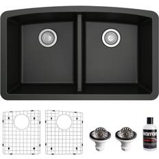 Kitchen Sinks Karran QU-710 PK1 Undermount Quartz Double Bowl Kitchen Kit