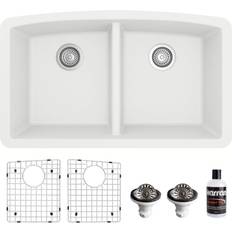 Kitchen Sinks Karran QU-710 PK1 Undermount Quartz Double Bowl Kitchen Kit