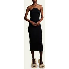 Khaite Strapless Ribbed Midi Dress - Black