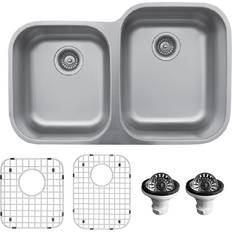 Kitchen Sinks Karran U-6040L PK1 Undermount Double Bowl Kitchen Kit