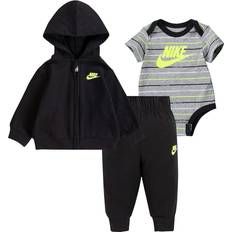 Nike 1-3M Tracksuits Nike Baby Stripe Bodysuit Hoodie & Joggers Set - Black (56G803-023)