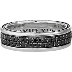 David Yurman Men Jewelry David Yurman Streamline Two Row Band Ring - Silver/Diamonds