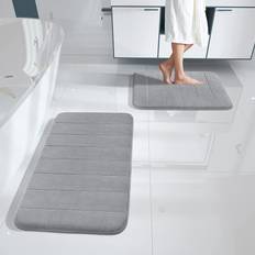 Bath Mats Super Water Absorption Gray 19.8x31.5"