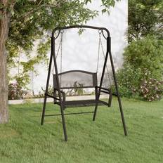 vidaXL Balancelle Banc d'Extérieur Siège de Jardin Black Steel