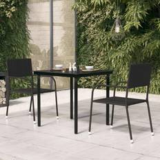 Dining glass table vidaXL Garden Dining Table Black 31.5'x31.5'x29.1' Steel and Glass