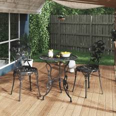 vidaXL Bistro Chairs Cast Aluminium Black 2 pcs