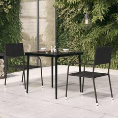 vidaXL Tuintafel 80 x 80 x 74 cm Staal en Glas Zwart