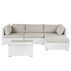 Beliani Left Hand Garden Sectional Sofa with Coffee Table 4 Seater Outdoor Lounge Set
