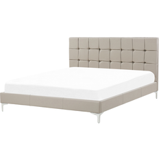 Beliani Tweepersoonsbed Taupe 160 x 200 cm Kunstleer Grijs
