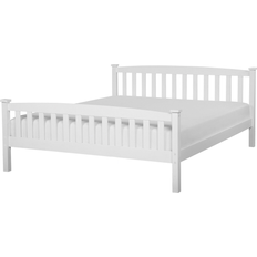 Beliani Cama Doble De Madera Blanca 160 x 200 cm Estilo Minimalista Escandinavo Giverny