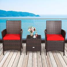 Patio Furniture Costway 3-Pieces Wicker Outdoor Lounge Set