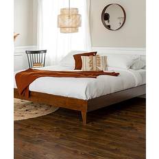 Solid wood bed frame king Walker Edison BWKPLATWT Solid Wood King Bed