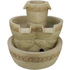 Beige Fountains & Garden Ponds Northlight Northlight Beige LED Lighted Three Tier Floral Bowl Fountain