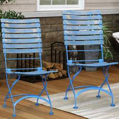 Blue Patio Chairs Sunnydaze Cafe Couleur Folding Chestnut